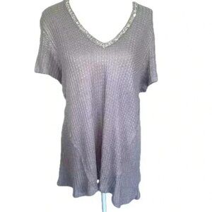 Juicy Couture Silver Sweater With Neck Bling Size XL